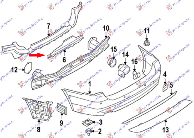 Šina stražnjeg branika donja plastična (M-SPORT) sedan/karavan