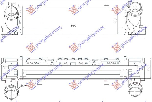 Hladnjak interkulera 2.5-2.8-3.0 dizel (495X133X90)
