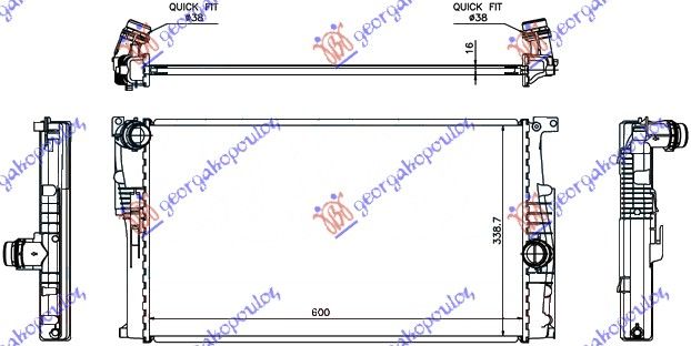 Hladnjak motora električni bez produžetka (600X339X16)