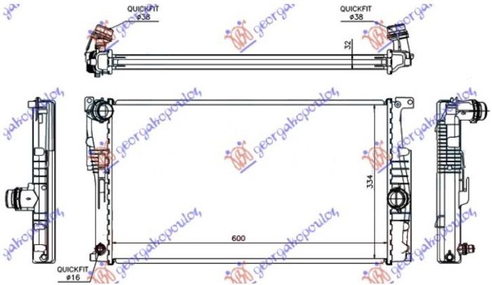 Hladnjak motora 1.6 (316I/320I) benzin – 2.0 (316D/318D/320D/325D/330D) dizel automatik (600X334X32) (KOYO)