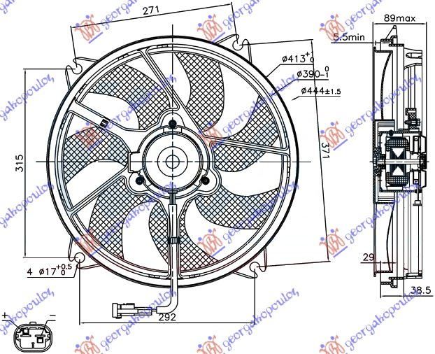 Ventilator hladnjaka komplet benzin/dizel (38 CM)