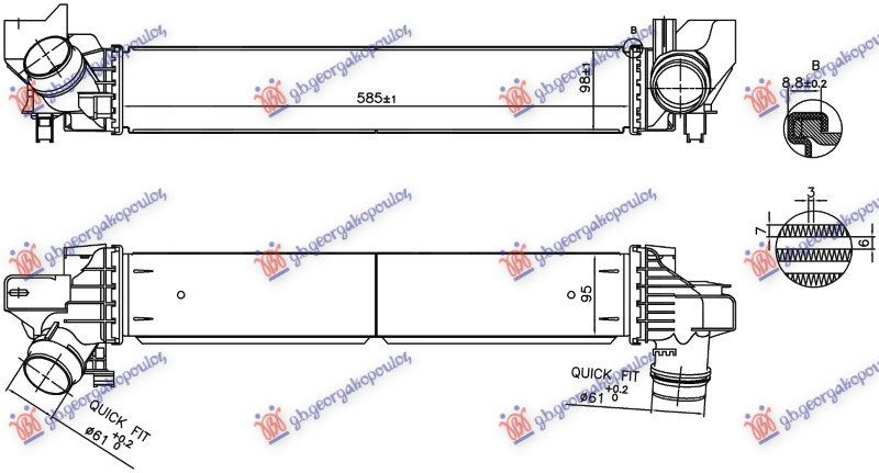 Hladnjak interkulera 2.0 s benzin (585X98X95)