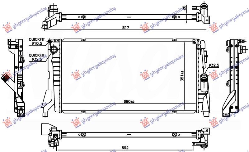 Hladnjak motora 1.5 (216I/218I) benzin ručni/automatik (680X350X26)