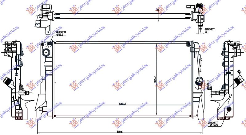 Hladnjak motora 1.5 turbo benzin automatik (680X350X26) (3 CIJEVI)