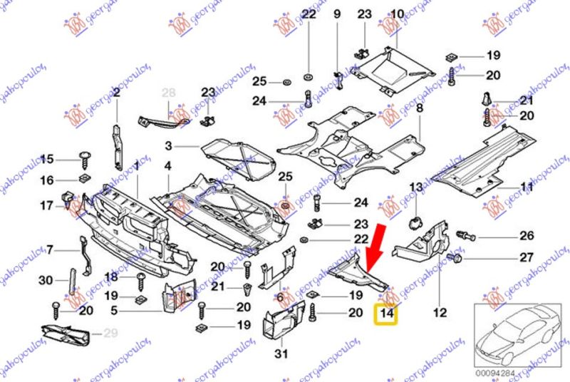 Zaštita ispod motora plastična bočna