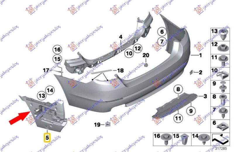 Nosač stražnjeg branika bočni plastični (F10 & M5)