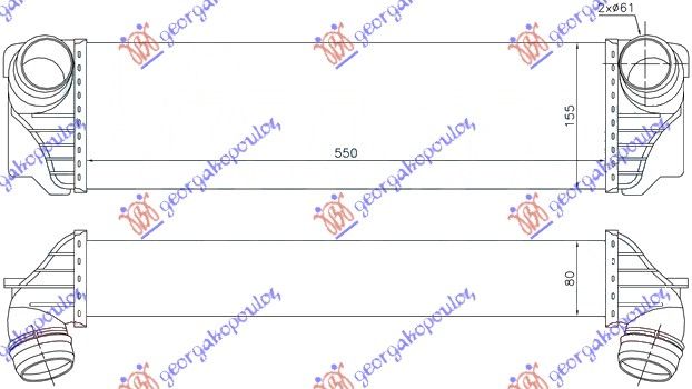 Hladnjak interkulera 3.0 benzin – 2.0–3.0 dizel (550X155X80)