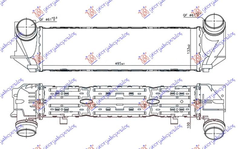 Hladnjak interkulera 1.6-2.0 benzin (495X133X100)