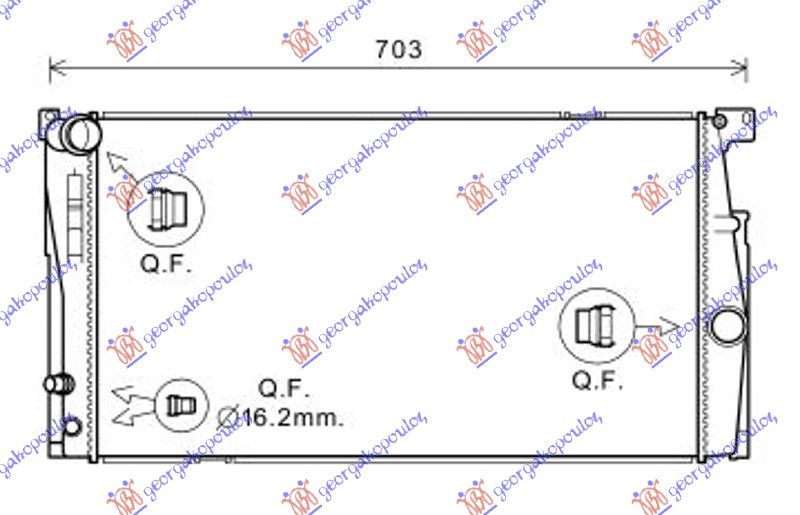 Hladnjak motora 1.6-2.0 benzin ručni ν20β16α/ν20β20α/β (60X34,5X3,2)