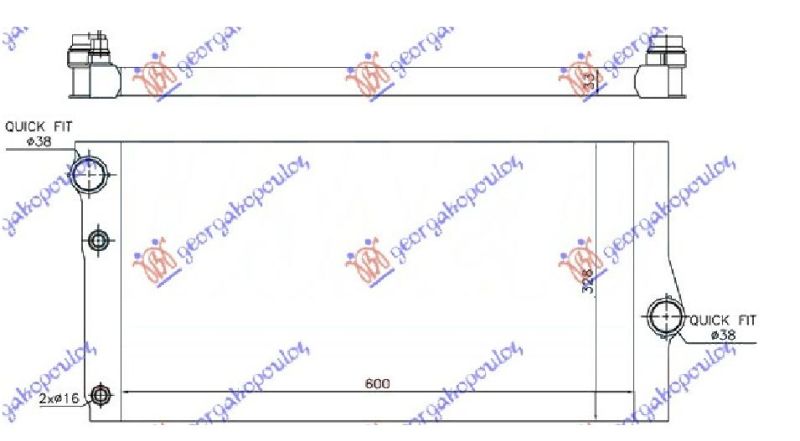 Hladnjak motora za sve modele dizel (& GT/F07) (600X310X32) (MAHLE BEHR PREMIUM LINE)