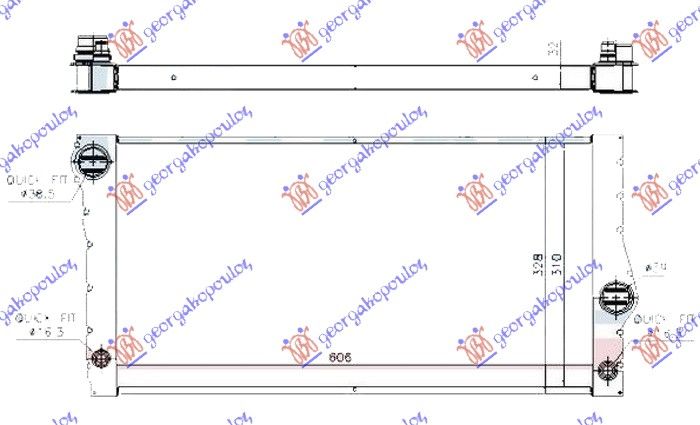 Hladnjak motora 3.0 (535IX) benzin (& GT/F07) (605X310X32)