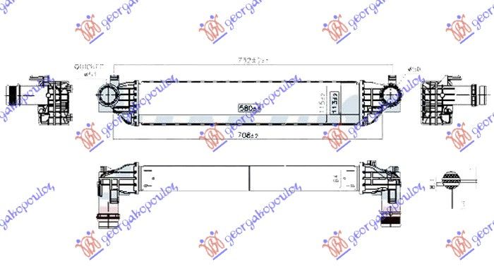 Hladnjak interkulera 1.4 benzin - 1.6 crd dizel (580X110X64)
