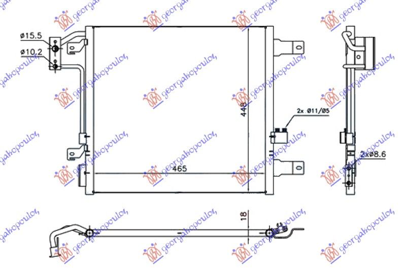Hladnjak klime 3.6-3.8i benzin 2.8 crd dizel auto -12 (470×450×18)