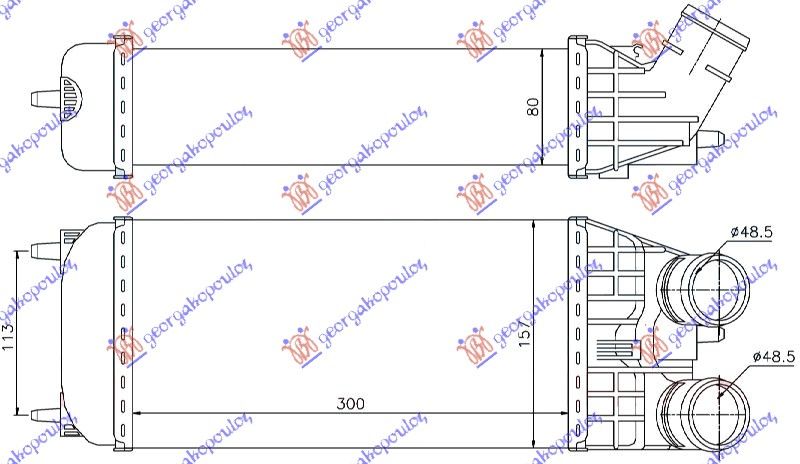 Hladnjak interkulera 1.6 hdi - 1.6 bluehdi ručni (300X157X80) φ48.5