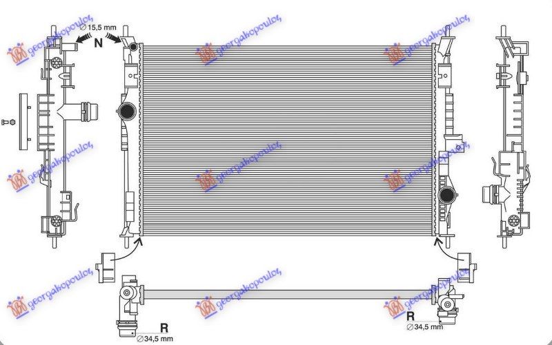 Hladnjak motora benzin-dizel (650X410X26) (VALEO TYPE) (KOYO)