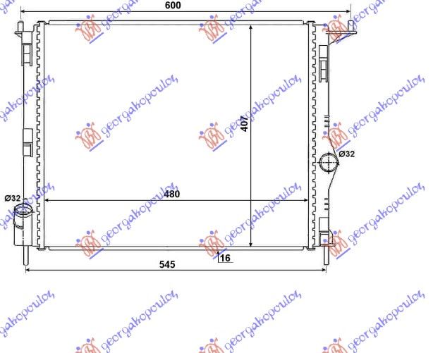 Hladnjak motora benzin - a/c (47.7X40.6)