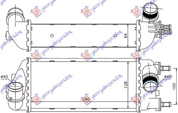 Hladnjak interkulera 1.3 jtd -09 benzin (29X13X6,5)