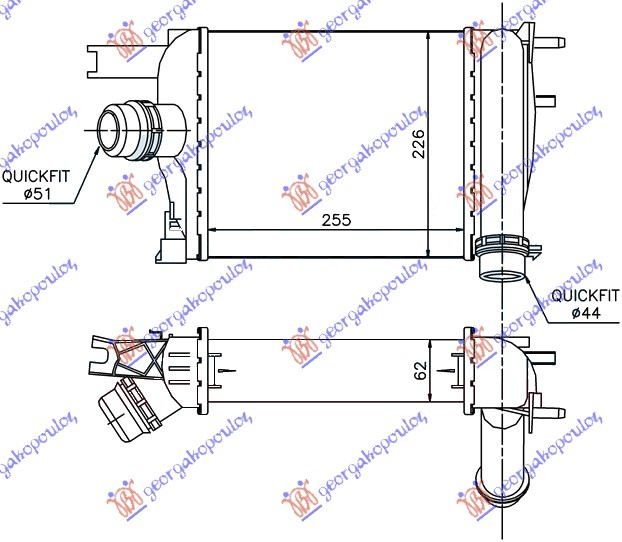 Hladnjak interkulera 1.5 dci dizel (255X226X62)