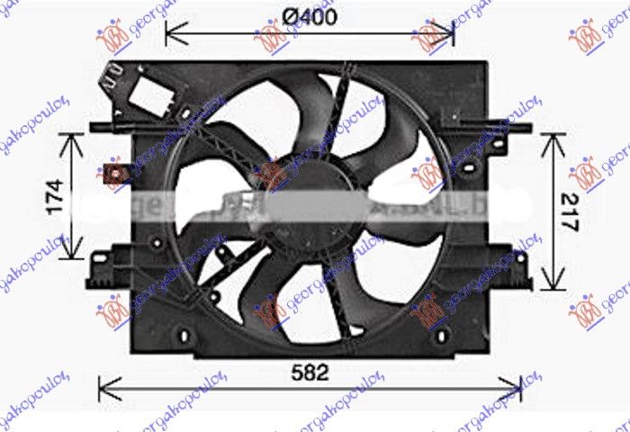 Ventilator hladnjaka komplet 1.2-1.6 benzin - 1.5 dci dizel (400 MM) (2 PIN) (NISSENS)