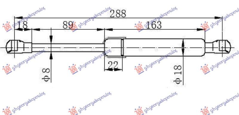 Amortizer gepeka (288L-370N) cabrio