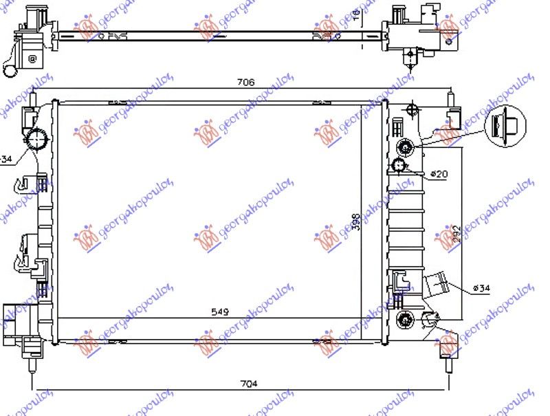 Hladnjak motora 1.4i 16v (55X40X1.5) automatik