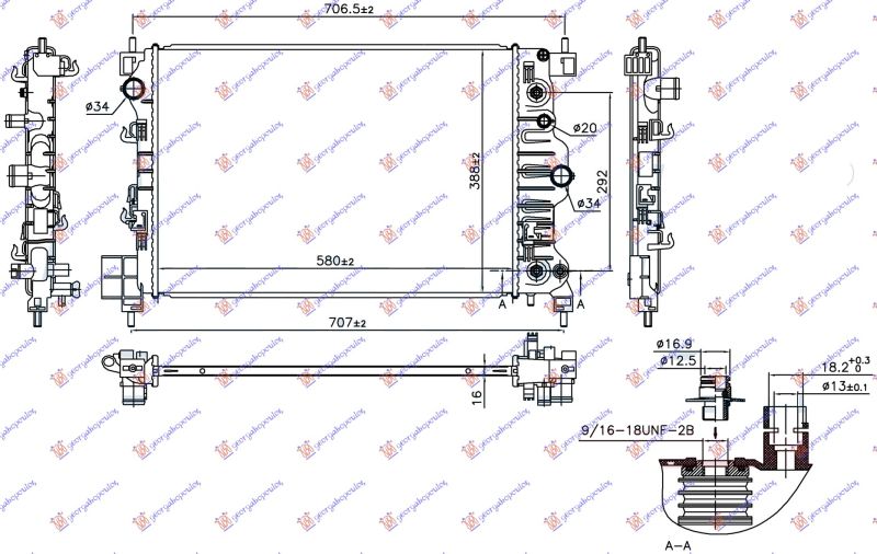 Hladnjak motora 1.6i 16v automatik (58X38.8X1.6)