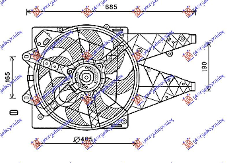 Ventilator hladnjaka komplet 1.3-1.6-2.0 jtd (-A/C)