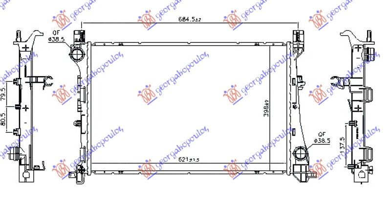 Hladnjak motora 1.6 mjtd dizel ručni/automatik (620X400X26)