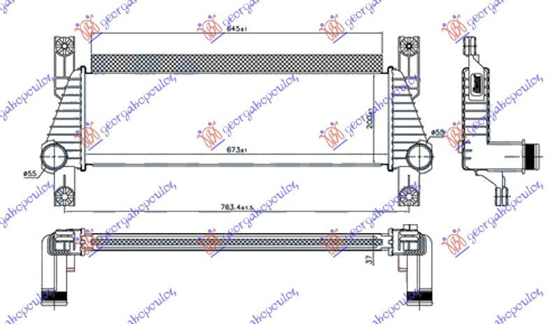 Hladnjak interkulera 2.2 tdci dizel 11- (673X200X37)
