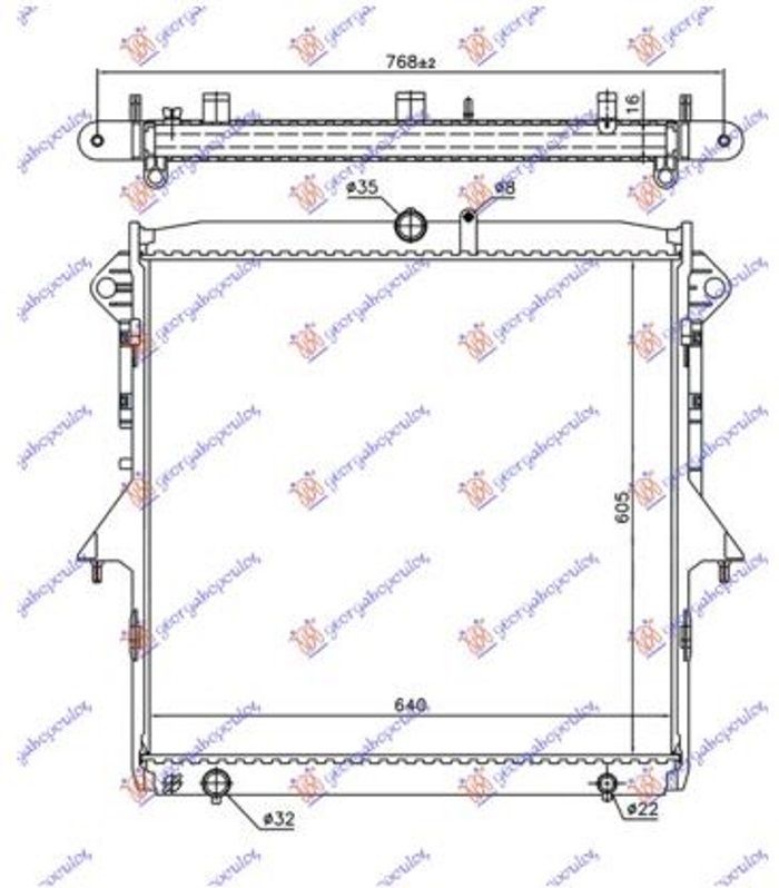 Hladnjak motora 2.2–3.2 tdci ručni/auto (605X640X16) (KOYO)