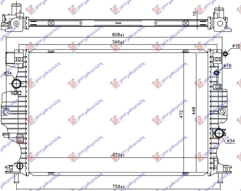 Hladnjak motora 1.5/2.0 ecoboost benzin – 2.0 tdci automatik dizel (670X448X16)