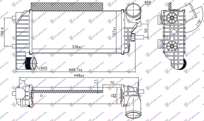 Hladnjak interkulera 1.5 - 1.6 tdci/econetic (336X157X62)