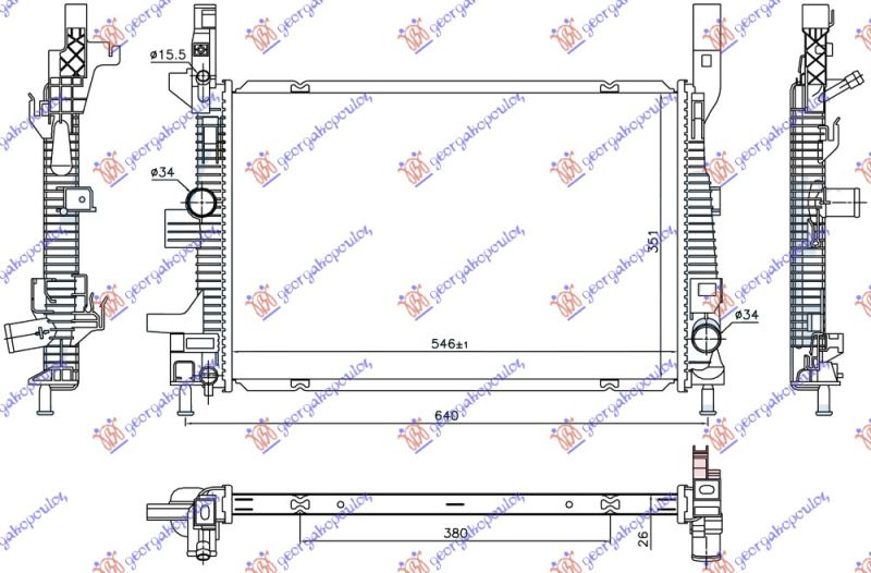 Hladnjak motora 1.5 tdci dizel automatik (546X351X26)