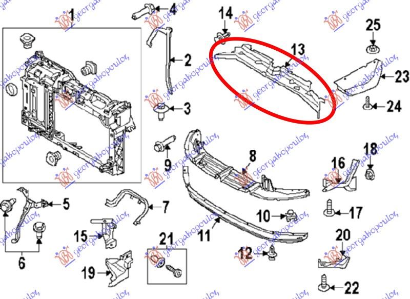 Poklopac plastični  gornji veznog lima