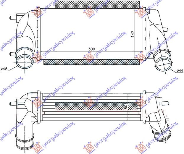 Hladnjak interkulera 1.0 ecoboost benzin (300X150X80)