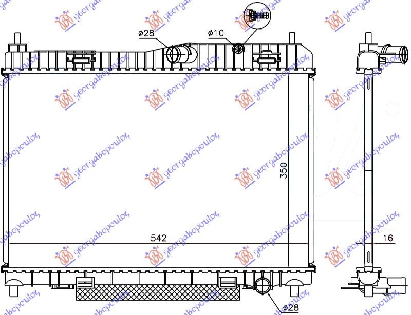 Hladnjak motora 1.6 benzin ručni/automatik +/- klima (56.3X35)
