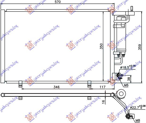Hladnjak klime 1.4-1.6 efi benzin - 1.5 tdci dizel (520×320×16)