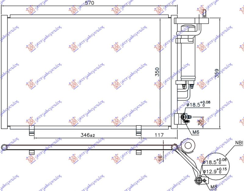 Hladnjak klime 1.25-1.4-1.6 efi benzin - 1.5 tdci dizel (520×320×16)
