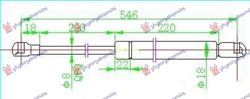 Amortizer gepek vrata 5 vrata (549L-425N)