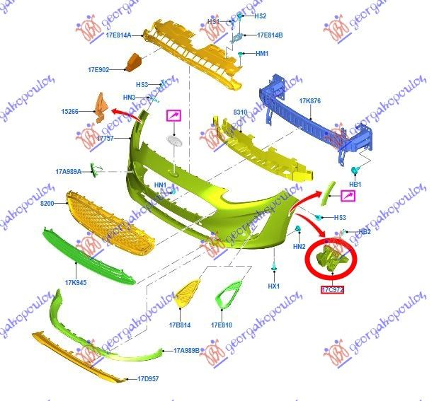 Bočni nosač prednjeg branika (PLASTIČNI) veliki