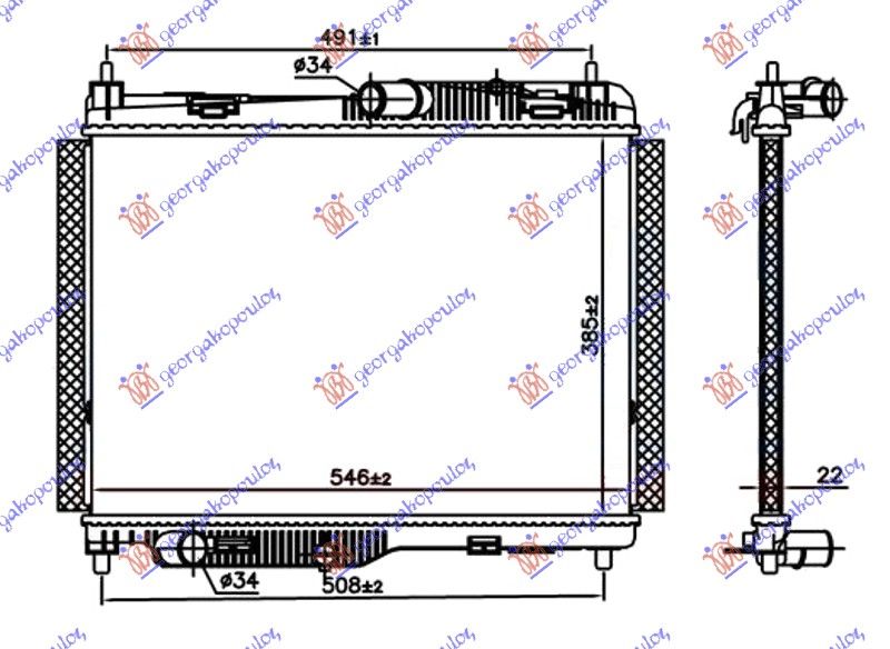 Hladnjak motora 1.5 dci dizel ručni (385X545X22)