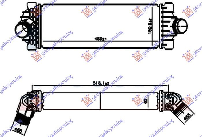Hladnjak interkulera 2.0 tdci dizel (450X160X62)