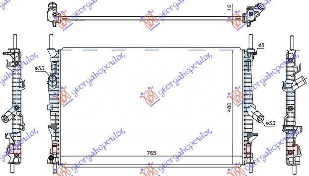 Hladnjak motora 2.0 – 2.2 tdci dizel (765X460X16) rwd–4wd
