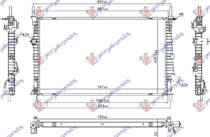 Hladnjak motora 2.0 tdci dizel (765X460X26) fwd