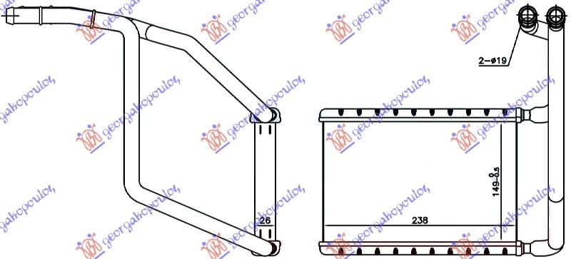 Hladnjak kabine (B) 2.0-2.2 tdci +/-ac (149X238X26)