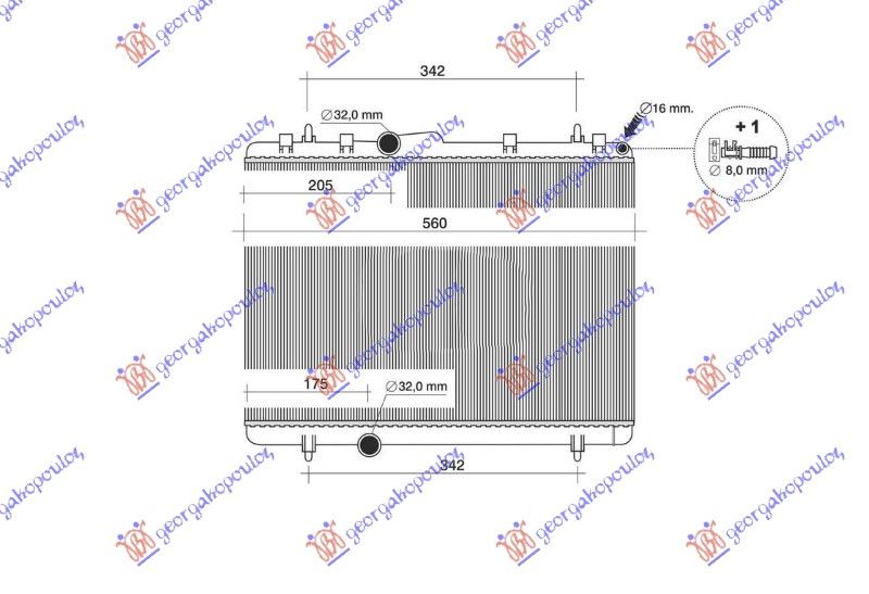 Hladnjak motora 2.2 benzin – 1.6 hdi dizel +/- klima ručni (380X549)
