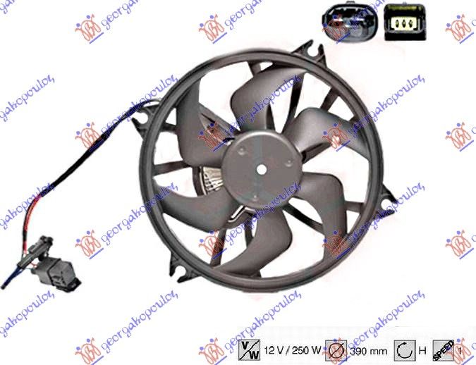 Ventilator hladnjaka komplet benzin-dizel (390 MM) (2+3 PIN)