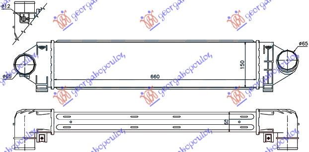 Hladnjak interkulera 2.5 st225/rs305/rs350 benzin (660X150X65)