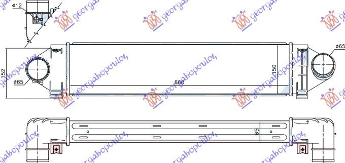 Hladnjak interkulera 2.5 st225/rs305/rs350 benzin (660X150X65) bez otvora za senzor