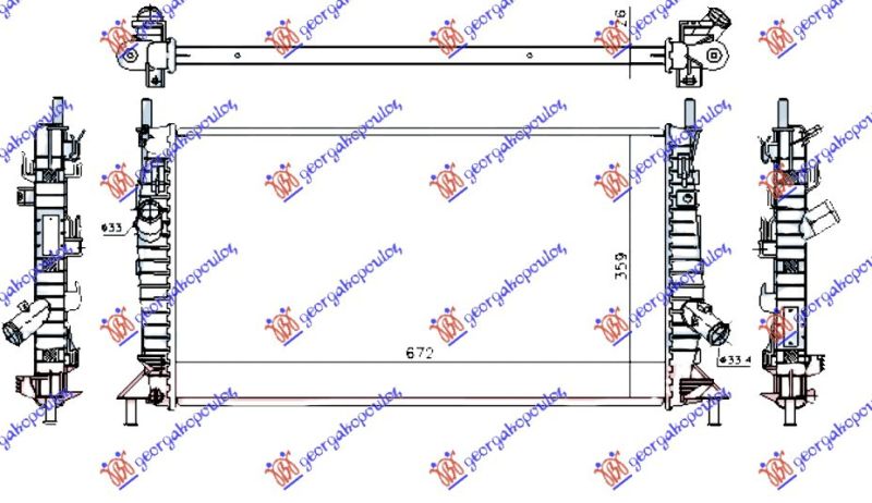 Hladnjak motora svi modeli benzin m/a +/- klima (67X37,2) (VALEO CLASSIC)